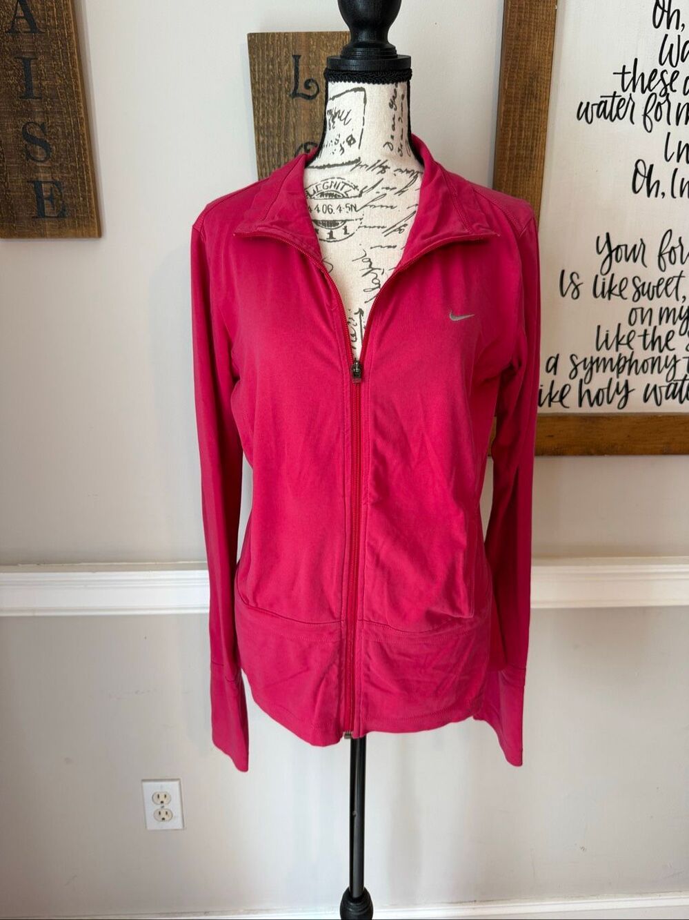 Nike Women's Dri-Fit Full Zip Workout Athletic Track Jacket Pink Size Medium
